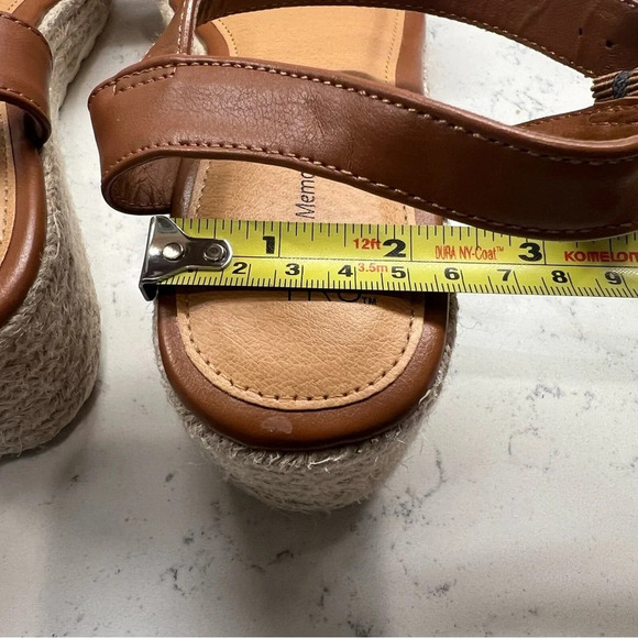 Brown Braided Memory Foam Wedge Espadrille Heel Ankle Strap Sandals Size 8.5 - Picture 11 of 13